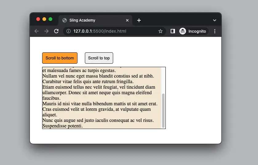 JavaScript How To Programmatically Scroll Inside A Div Sling Academy